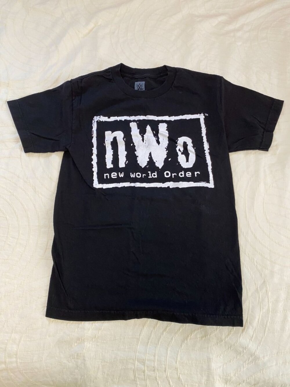 WWE New World Order TShirt Authentic NWO Wrestling Logo Mens S Black 100% Cotton